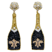 Load image into Gallery viewer, Fleur di lis Champagne Bottle Earrings

