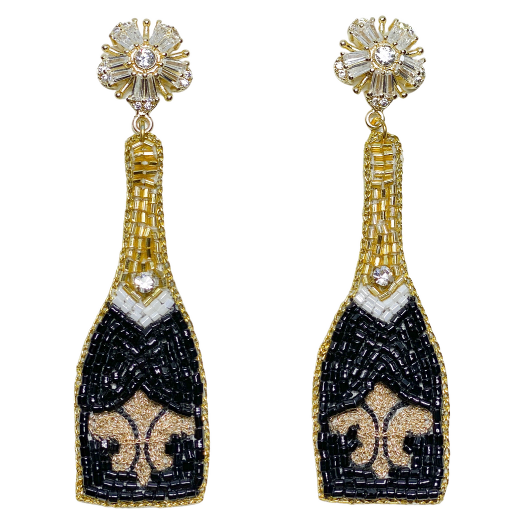Fleur di lis Champagne Bottle Earrings