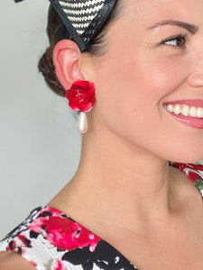 Kentucky Derby Red Rose Earrings