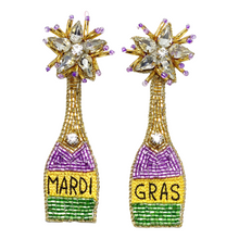 Load image into Gallery viewer, MARDI GRAS Champagne Bottle Earrings
