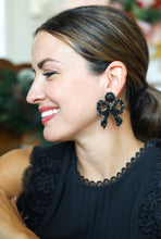 Load image into Gallery viewer, Hayley Beaded Bow Earrings | Black
