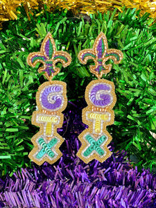 GTX - Boucles d'oreilles Galveston Mardi Gras