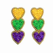 Load image into Gallery viewer, Mardi Gras Love Earrings

