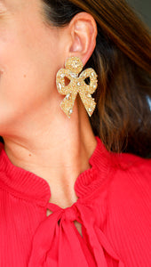 Hayley Beaded Bow Earrings | Gold