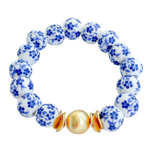 Load image into Gallery viewer, Candace Bracelet White &amp; Blue Flowers | 12mm
