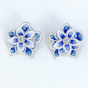 Julia Blue & White Flower Earrings